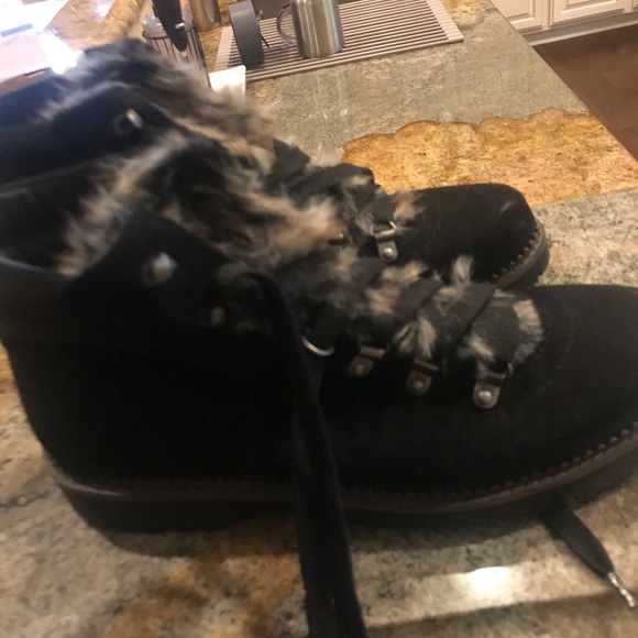 Esprit Black Faux Suede and Fur Bootie - Picture 1 of 4